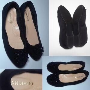 Andiamo Faux Suede Sequin Bead Slip-On Fla…